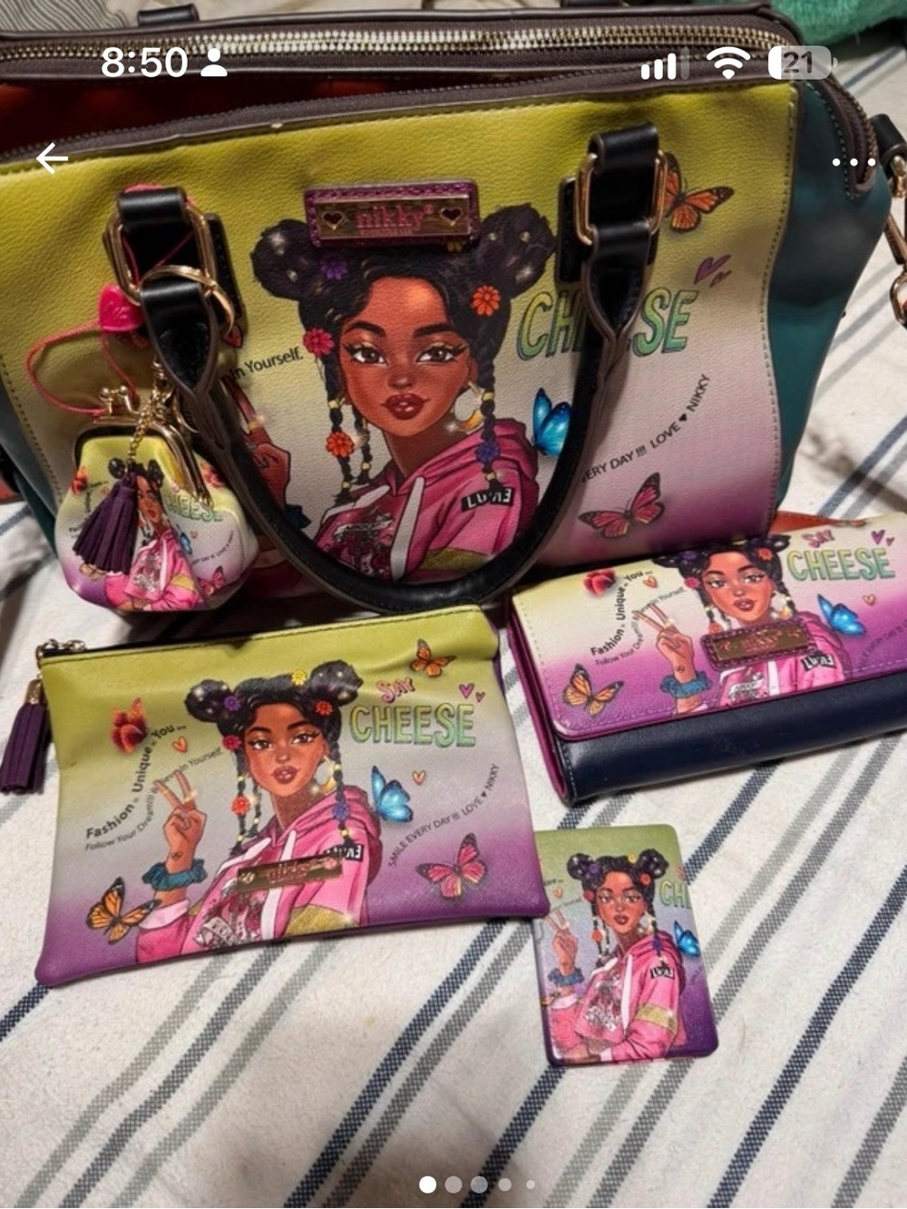 Multicolor 'Choose' Graphic Satchel Set - Yellow/Purple/Teal